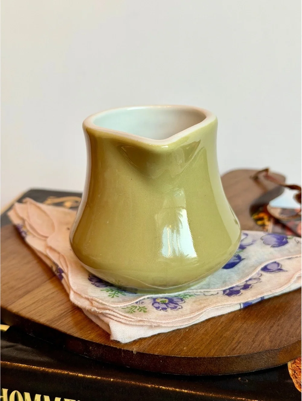 Vintage Homer Laughlin HLC Avocado Green Creamer Restaurant Ware Pitcher